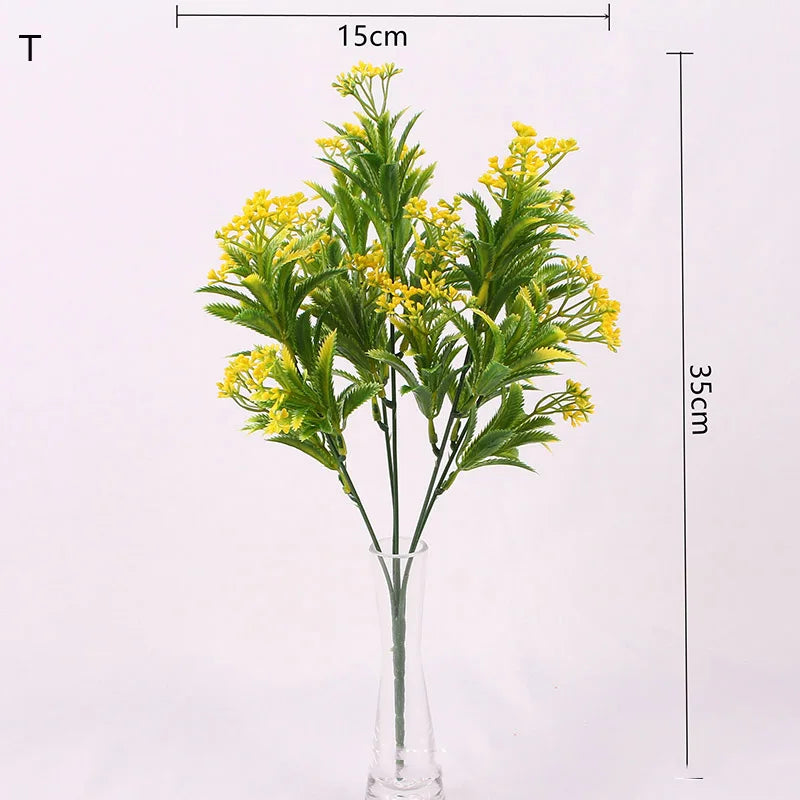 1PC Artificial Plastic 7 Branches Grass Plant Fake Flower Wedding Flower Arrangement Christmas Home Decoration