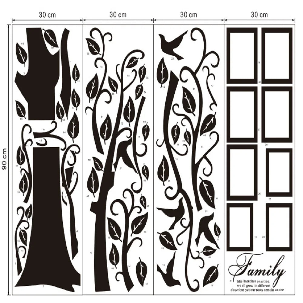 Free Shipping:Large 200*250Cm/79*99in Black 3D DIY Photo Tree PVC Wall Decals/Adhesive Family Wall Stickers Mural Art Home Decor