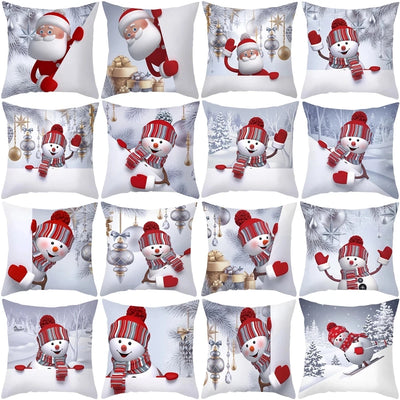 Snowman Christmas Cushion Cover Merry Christmas Decorations for Home 2023 Cristmas Sofa Decor Navidad Xmas Gifts New Year 2024