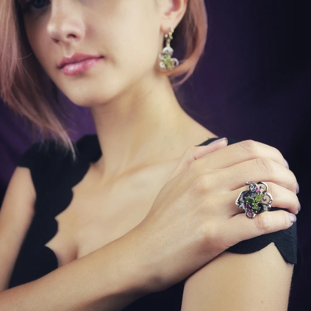 DreamCarnivall1989 Hot Selling Vintage Women CZ Rings Black Gold Chic Jewlery Valentine Anniversary Gift Party Must Have WA11669