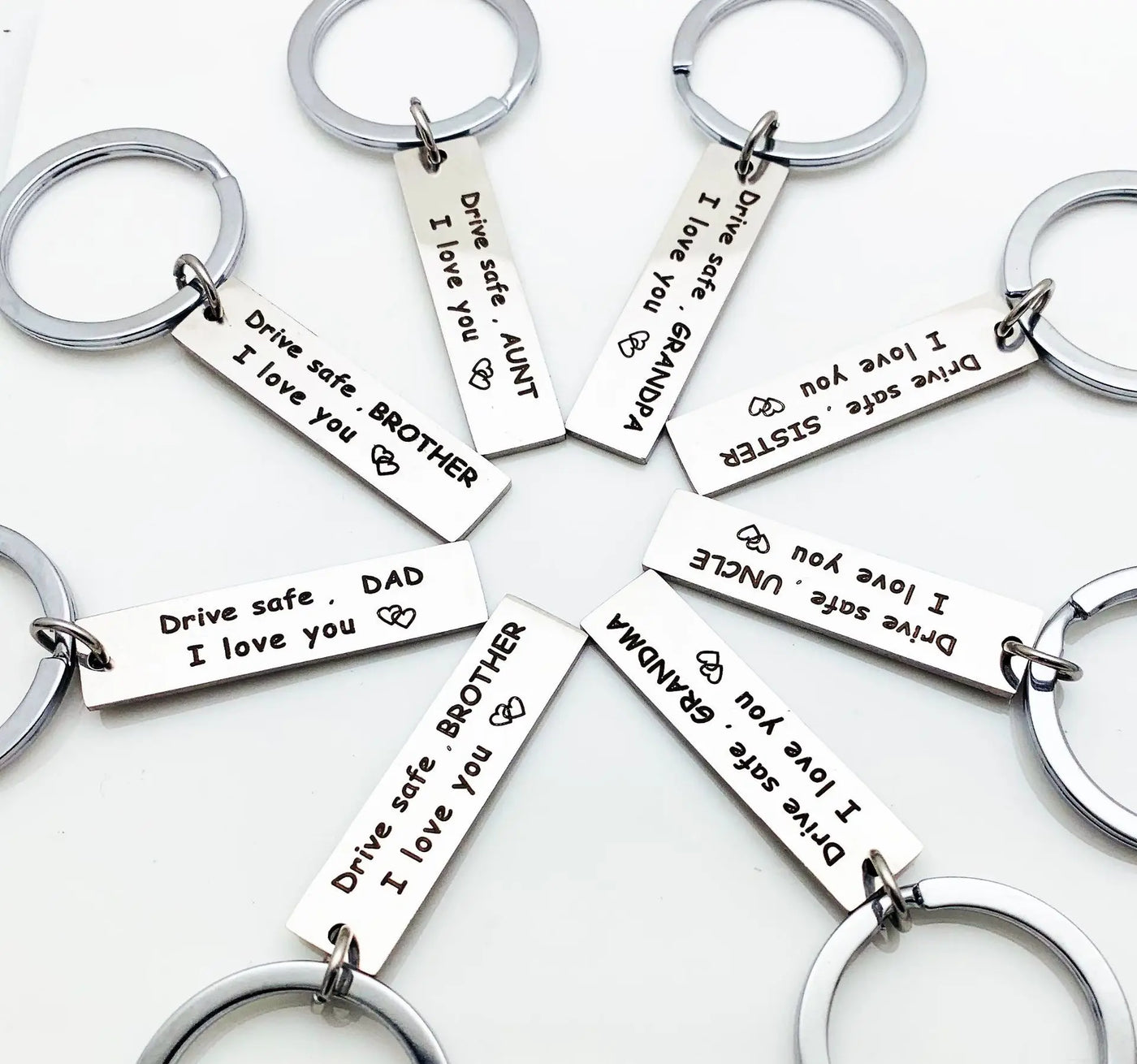 Hot Drive Safe Keychain Drive Safe L Love You Dad Mom Uncle Brother Sister Gift Family Jewelry Keyring Valentines Day Gifts