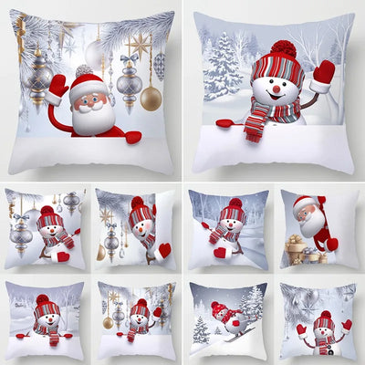 Snowman Christmas Cushion Cover Merry Christmas Decorations for Home 2023 Cristmas Sofa Decor Navidad Xmas Gifts New Year 2024