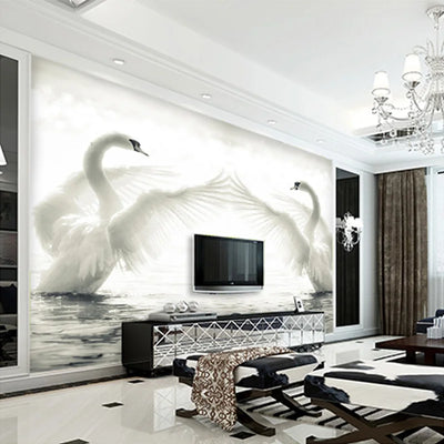 Custom 3D Wall Mural Wallpaper Roll Romantic Swan Living Room Bedroom TV Background Home Decor Non-woven Wallpaper Wall Painting