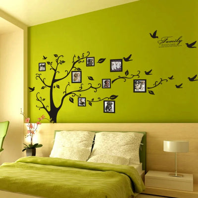 Free Shipping:Large 200*250Cm/79*99in Black 3D DIY Photo Tree PVC Wall Decals/Adhesive Family Wall Stickers Mural Art Home Decor