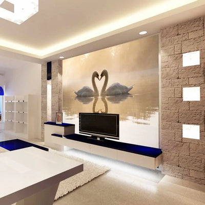 Custom 3D Wall Mural Wallpaper Roll Romantic Swan Living Room Bedroom TV Background Home Decor Non-woven Wallpaper Wall Painting