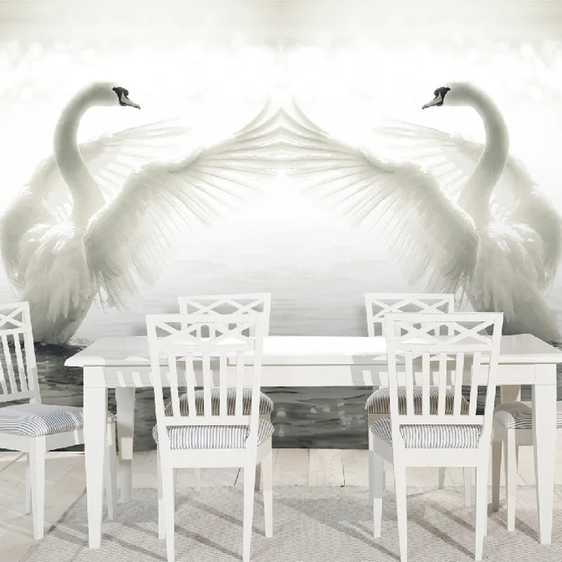 Custom 3D Wall Mural Wallpaper Roll Romantic Swan Living Room Bedroom TV Background Home Decor Non-woven Wallpaper Wall Painting