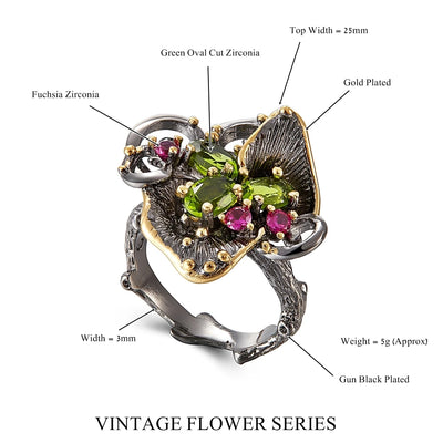DreamCarnivall1989 Hot Selling Vintage Women CZ Rings Black Gold Chic Jewlery Valentine Anniversary Gift Party Must Have WA11669