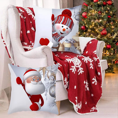 Snowman Christmas Cushion Cover Merry Christmas Decorations for Home 2023 Cristmas Sofa Decor Navidad Xmas Gifts New Year 2024