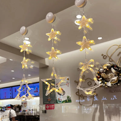 Led Star Moon Xmas Suction Cup Lamp Christmas Decorations for Home Wedding Party Window Hanging Ornaments Navidad New Year Gifts