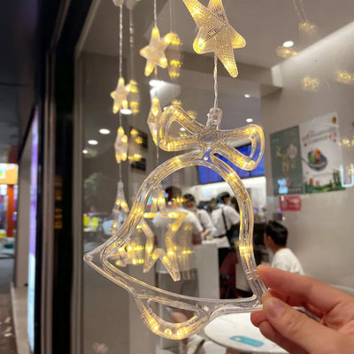 Led Star Moon Xmas Suction Cup Lamp Christmas Decorations for Home Wedding Party Window Hanging Ornaments Navidad New Year Gifts