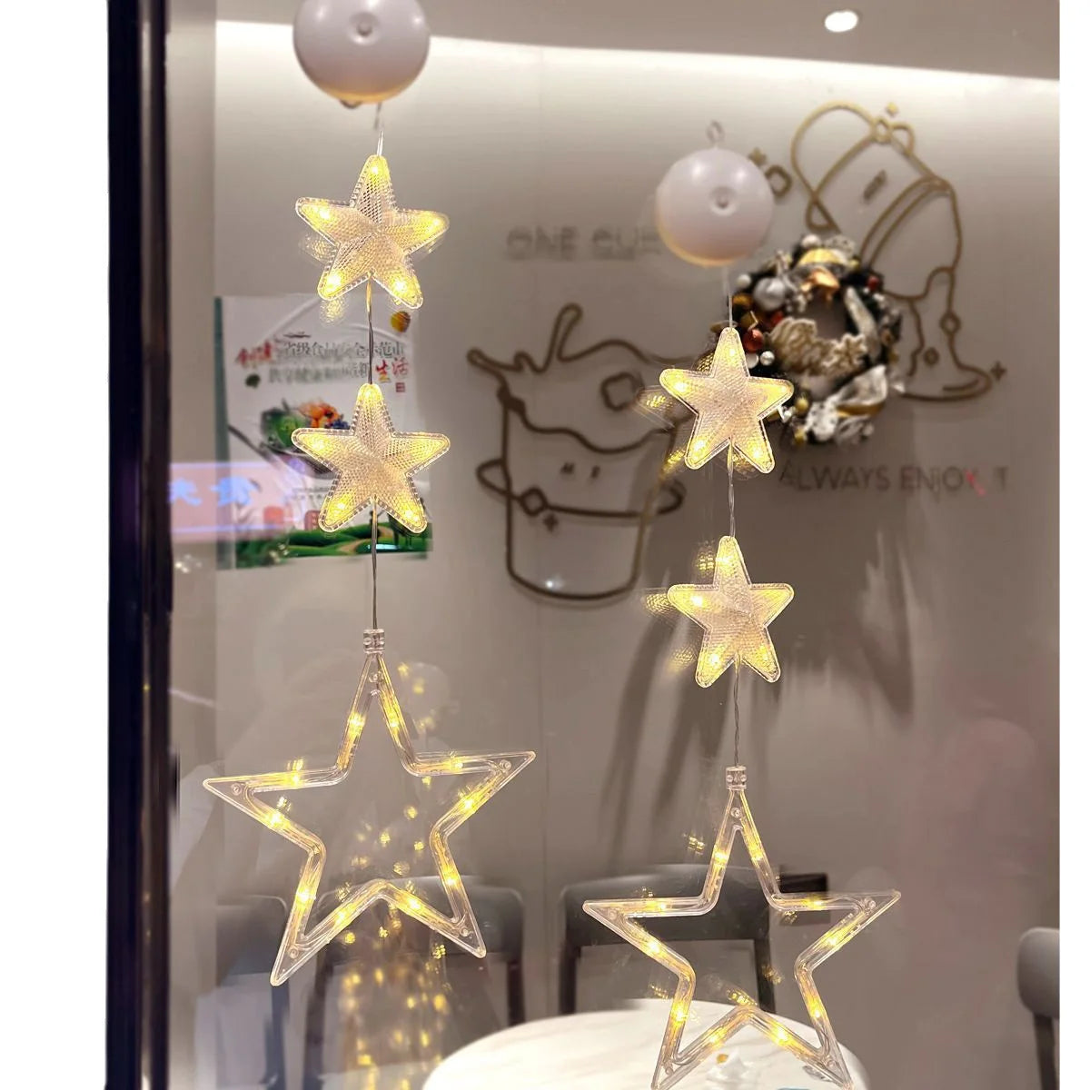 Led Star Moon Xmas Suction Cup Lamp Christmas Decorations for Home Wedding Party Window Hanging Ornaments Navidad New Year Gifts