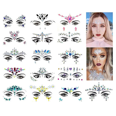 3D Sexy face tattoo stickers Temporary tattoos glitter fake tattoo rhinestones for woman Party face Jewels tatoo Body Jewlery