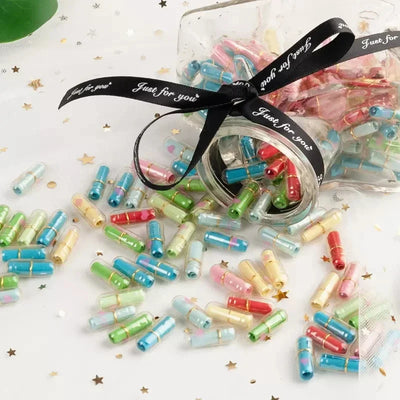 500/100Pcs Mini Black Message Capsule in Bottle Colorful Pill Love Message Envelope Letter Wish Bottle For Party Valentine Gift