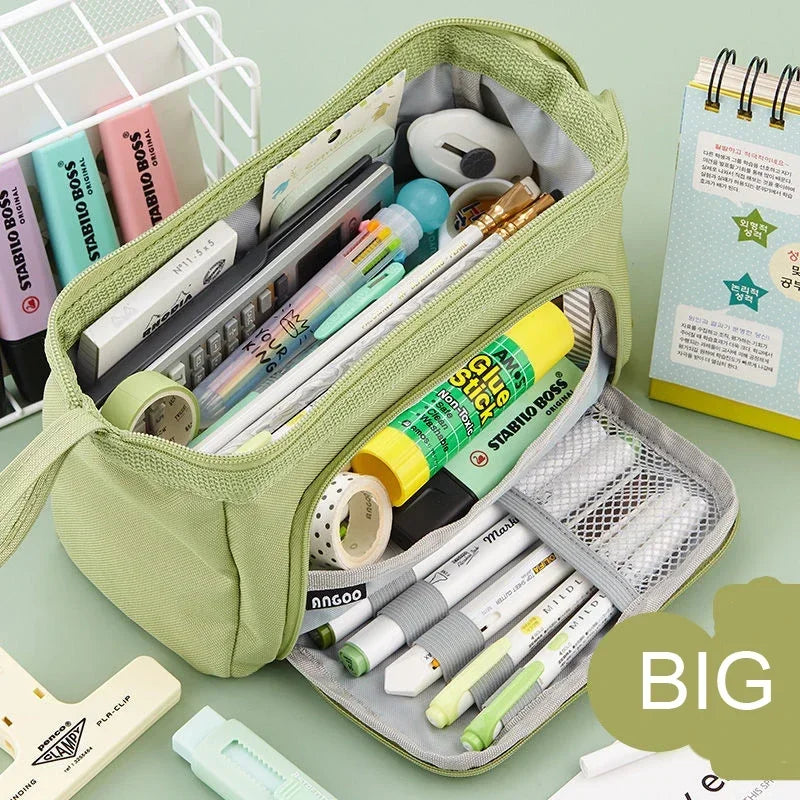 Kids Boys Girls Large Capacity School Pencil Case Pen Bag Student Pencil Cases Cosmetic Bag Stationary Organize Office Supply