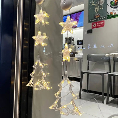 Led Star Moon Xmas Suction Cup Lamp Christmas Decorations for Home Wedding Party Window Hanging Ornaments Navidad New Year Gifts
