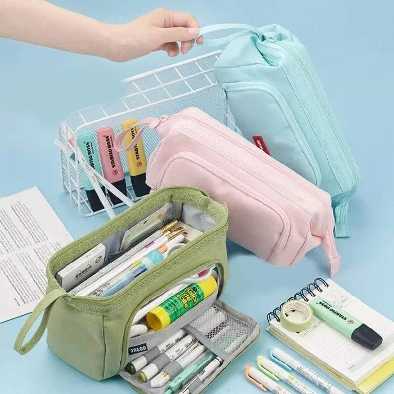 Kids Boys Girls Large Capacity School Pencil Case Pen Bag Student Pencil Cases Cosmetic Bag Stationary Organize Office Supply