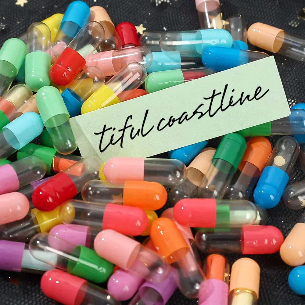 500/100Pcs Mini Black Message Capsule in Bottle Colorful Pill Love Message Envelope Letter Wish Bottle For Party Valentine Gift