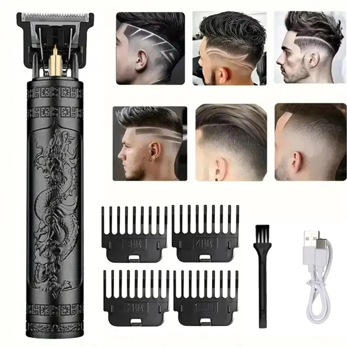 Electric Hair Cutting Machine Hair Clipper Professional Men Shaver Rechargeable Barber Trimmer for Men Dragon Buddha