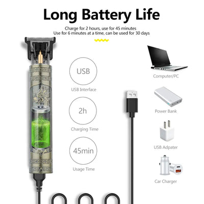 Electric Hair Cutting Machine Hair Clipper Professional Men Shaver Rechargeable Barber Trimmer for Men Dragon Buddha