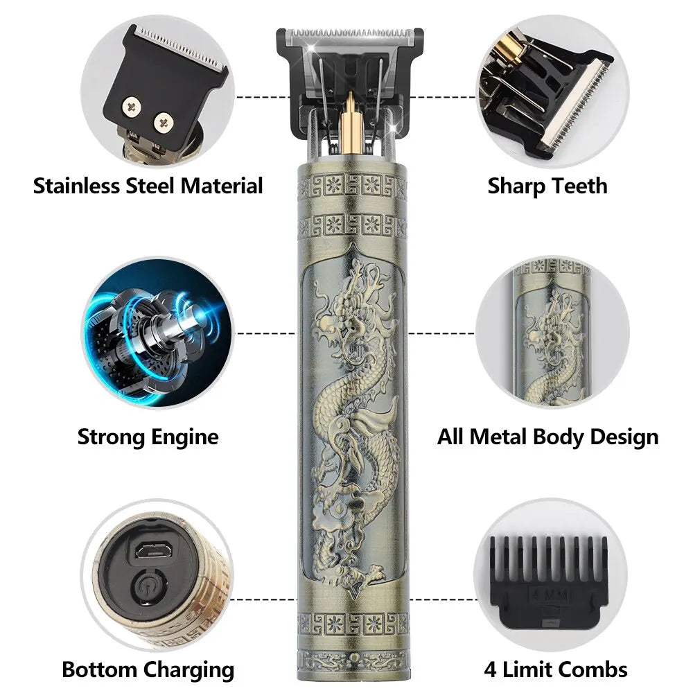 Electric Hair Cutting Machine Hair Clipper Professional Men Shaver Rechargeable Barber Trimmer for Men Dragon Buddha